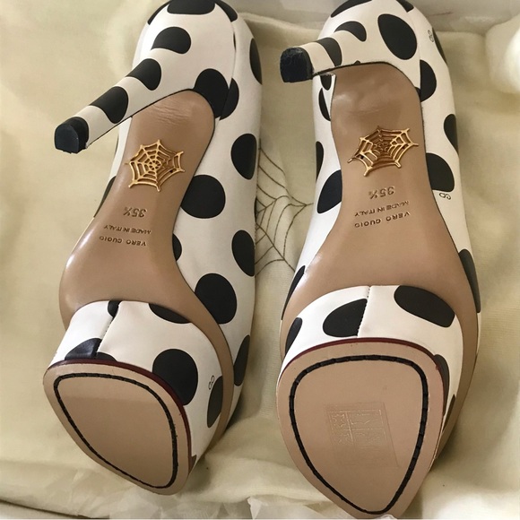 NIB! Rare! Charlotte Olympia Dolly Polka Dot Pump Heels 35.5 US 5.5 Black White - Picture 4 of 14